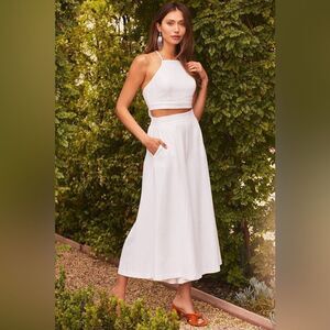 Lulu’s NWT Sail With Me White High-Waisted Wide-Leg Pants Palazzo Size Medium